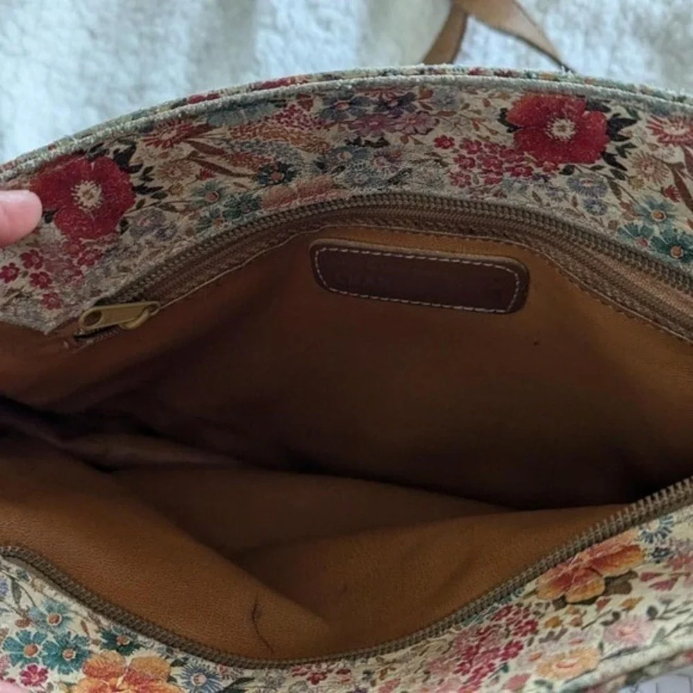 Charles Klein Vintage Floral Crossbody Bag‎ Brown Made in Italy Tapestry Print